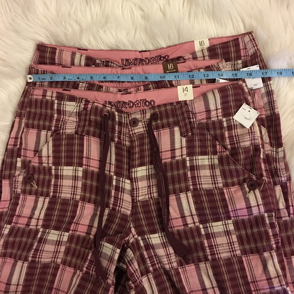NEW | Girls | plaid pants | burgundy & pink - Picture 2 of 8